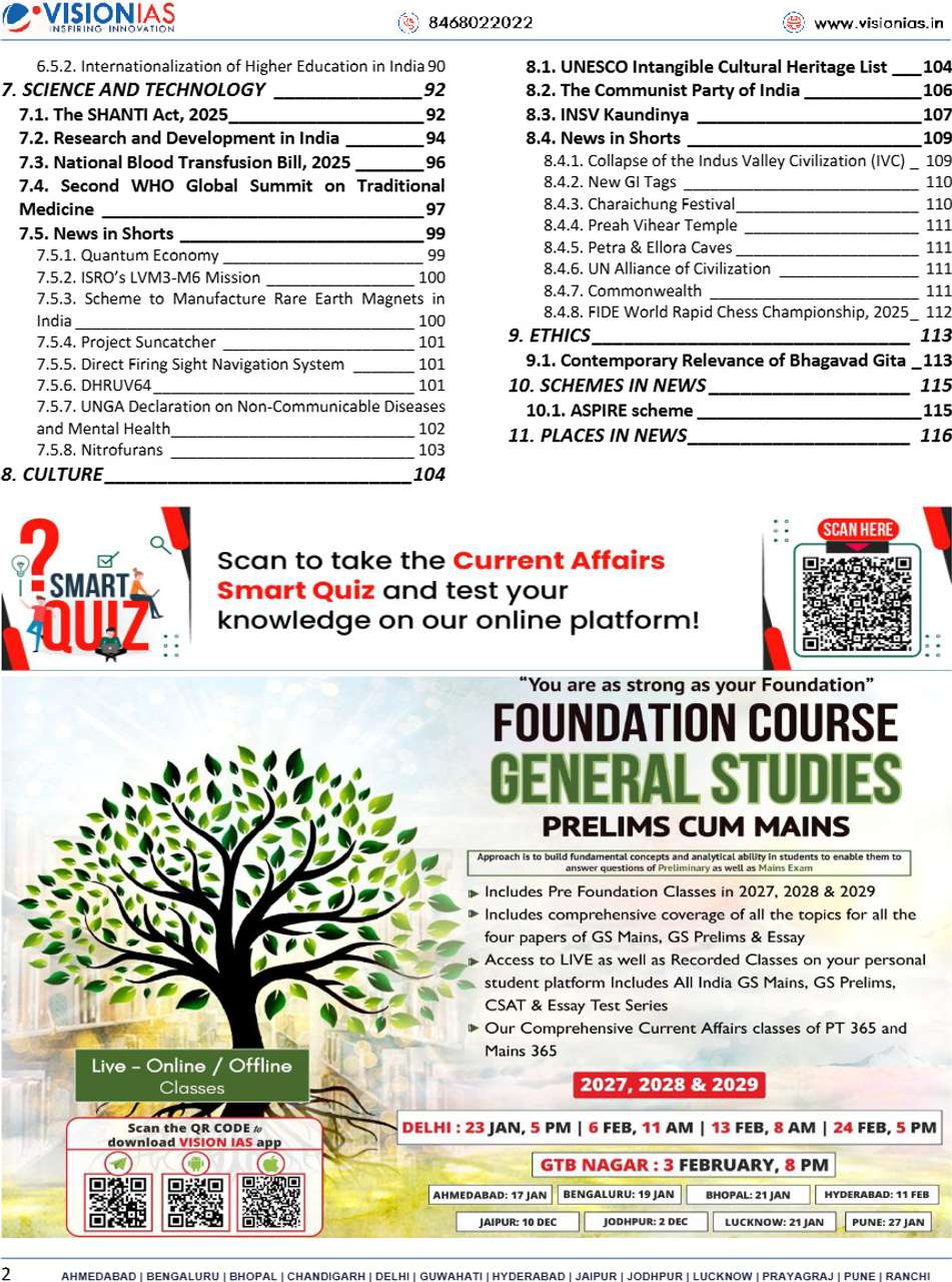 Vision IAS Monthly Magazine Current Affairs OCTOBER 2025 TO DECEMBER ...