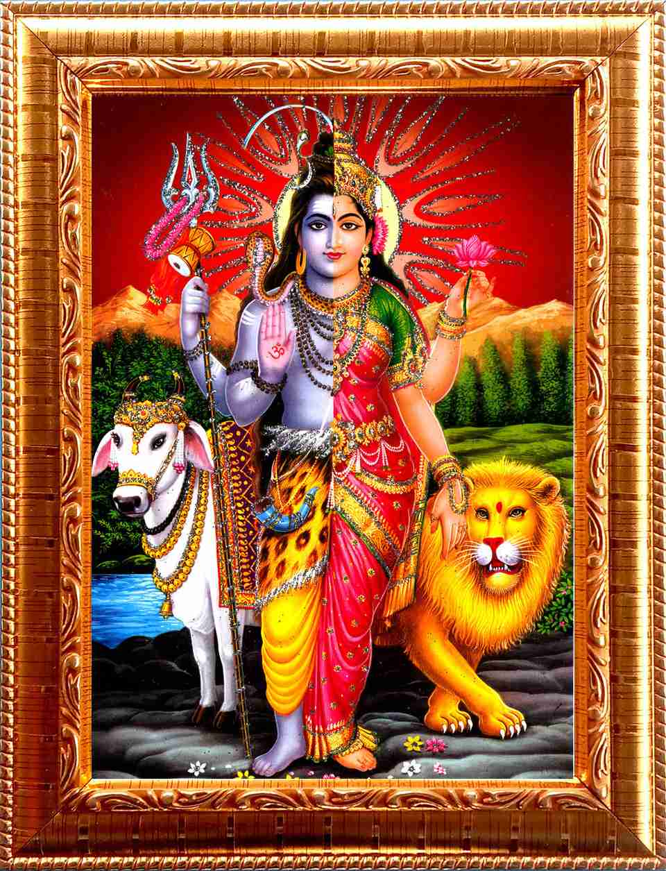 Small Rectangular Key Deshkart ARDHANARISWAR GOLDEN PHOTO FRAME SMALL SIZE (6.5 X 8.5) INCH ...