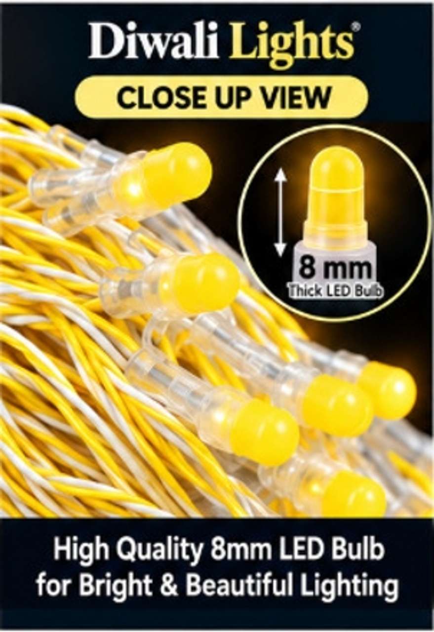 diwalilights 120 LEDs 15 m Yellow, Gold, Beige Steady String Rice ...