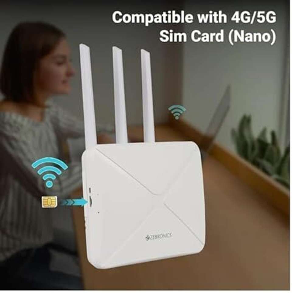 Sim Base Modem ZEBRONICS WR3004G Wi-Fi 6 Router with 4G/5G Sim Card ,High-Speed,LAN ...