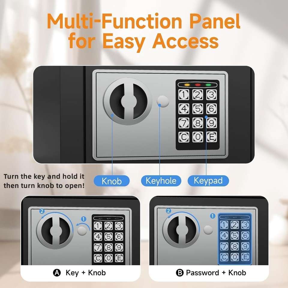 Dykidrah Digital Safe Box 0.23 Cu Ft | Electronic Keypad Security Lock ...