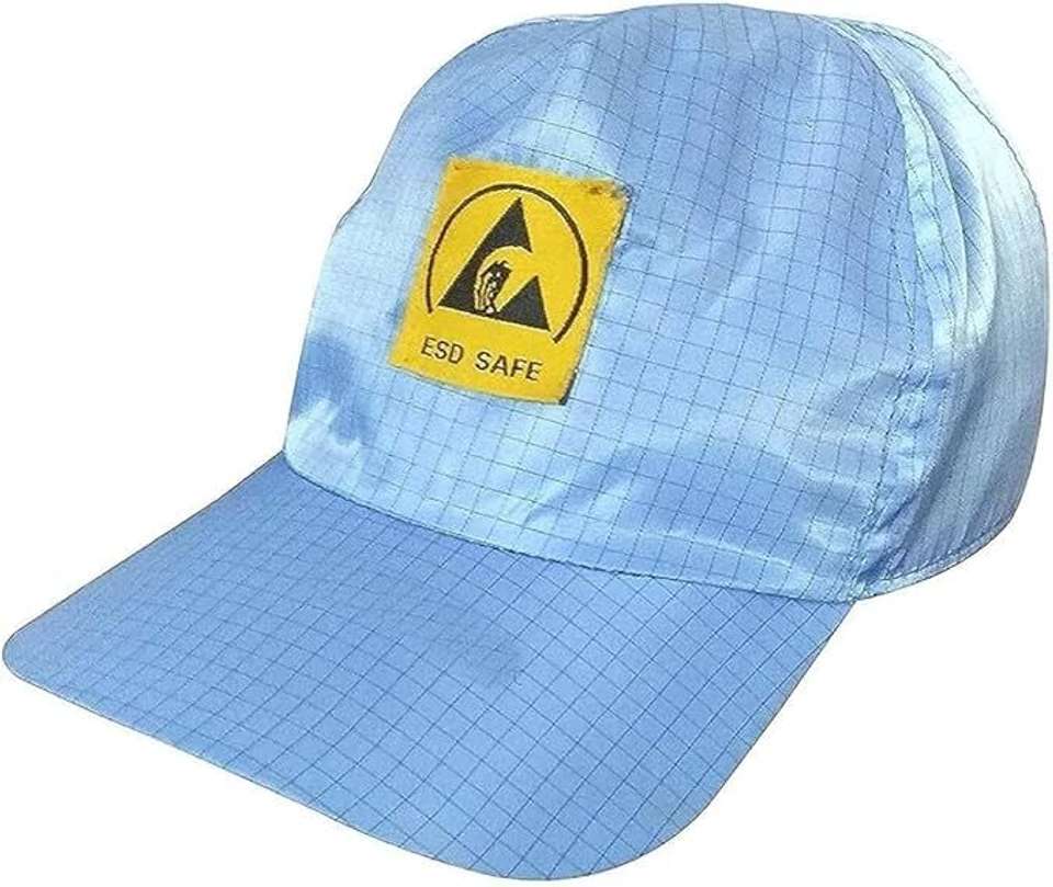 rojex ESD Antistatic cleanroom Polyester Solid Safe Head Blue Cap ...