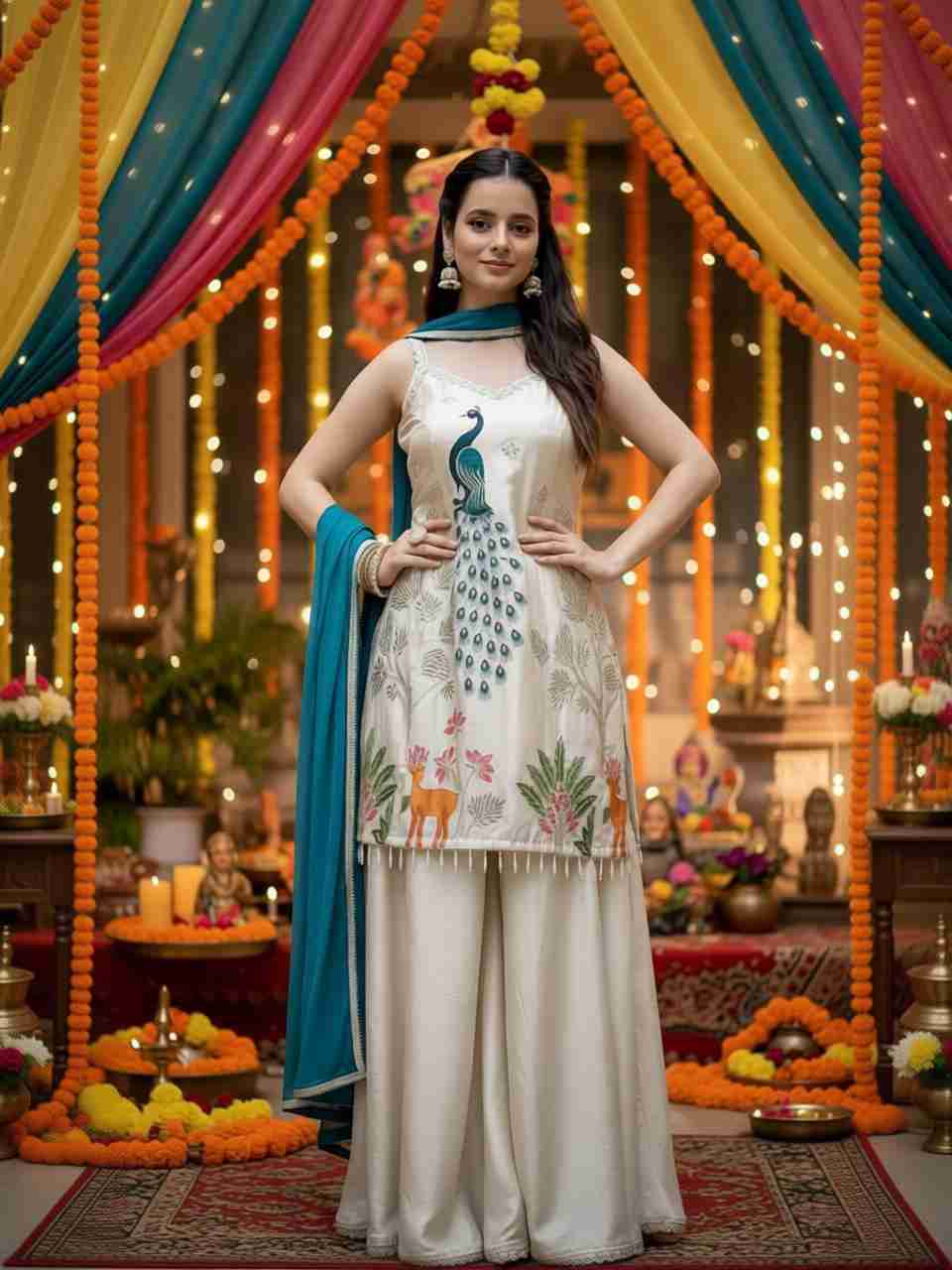Fashion Galleria Embroidered Kurta, Palazzo & Dupatta Set - Buy Fashion ...