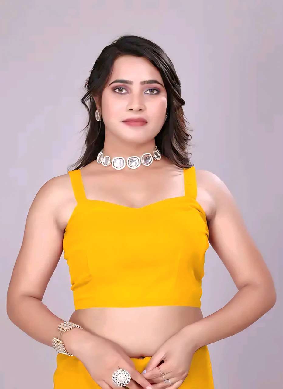 Solid Color Saree Buy Arpita Fashion Solid/Plain Bollywood Georgette Yellow Sarees Online ...