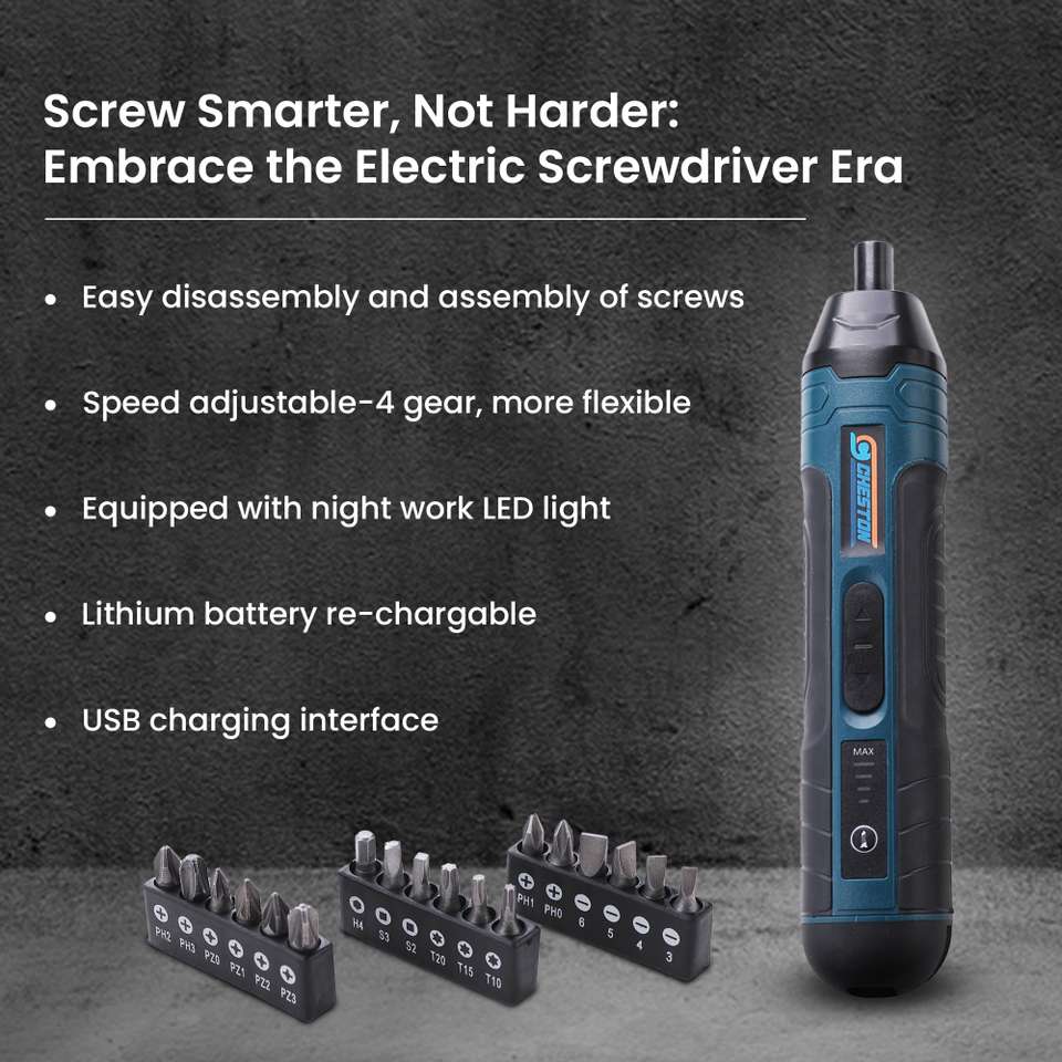 CHESTON Cordless Screwdriver Machine with 20 Bits | Battery Powered ...