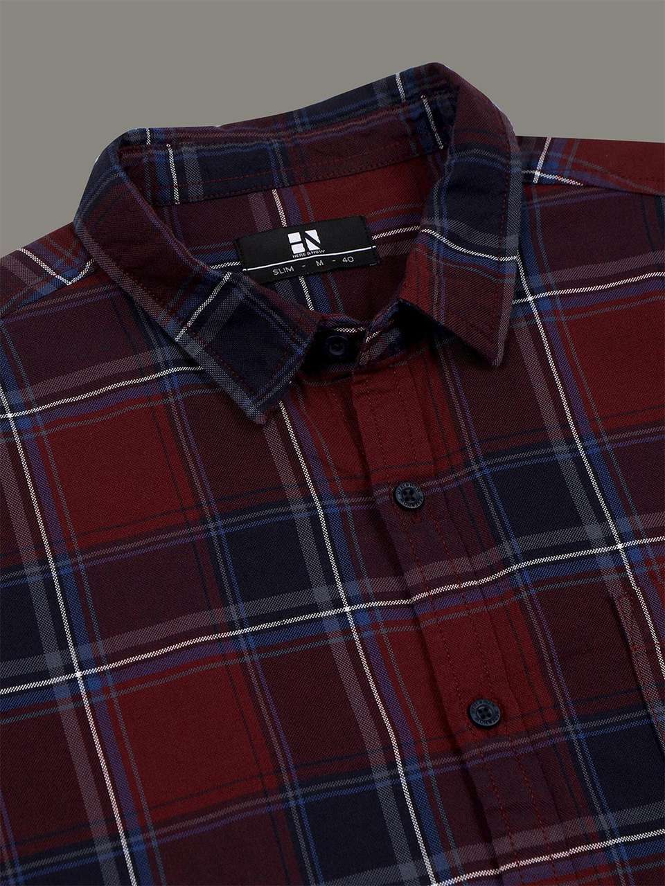 HERE&NOW Men Slim Fit Checkered Shirt - Image 8