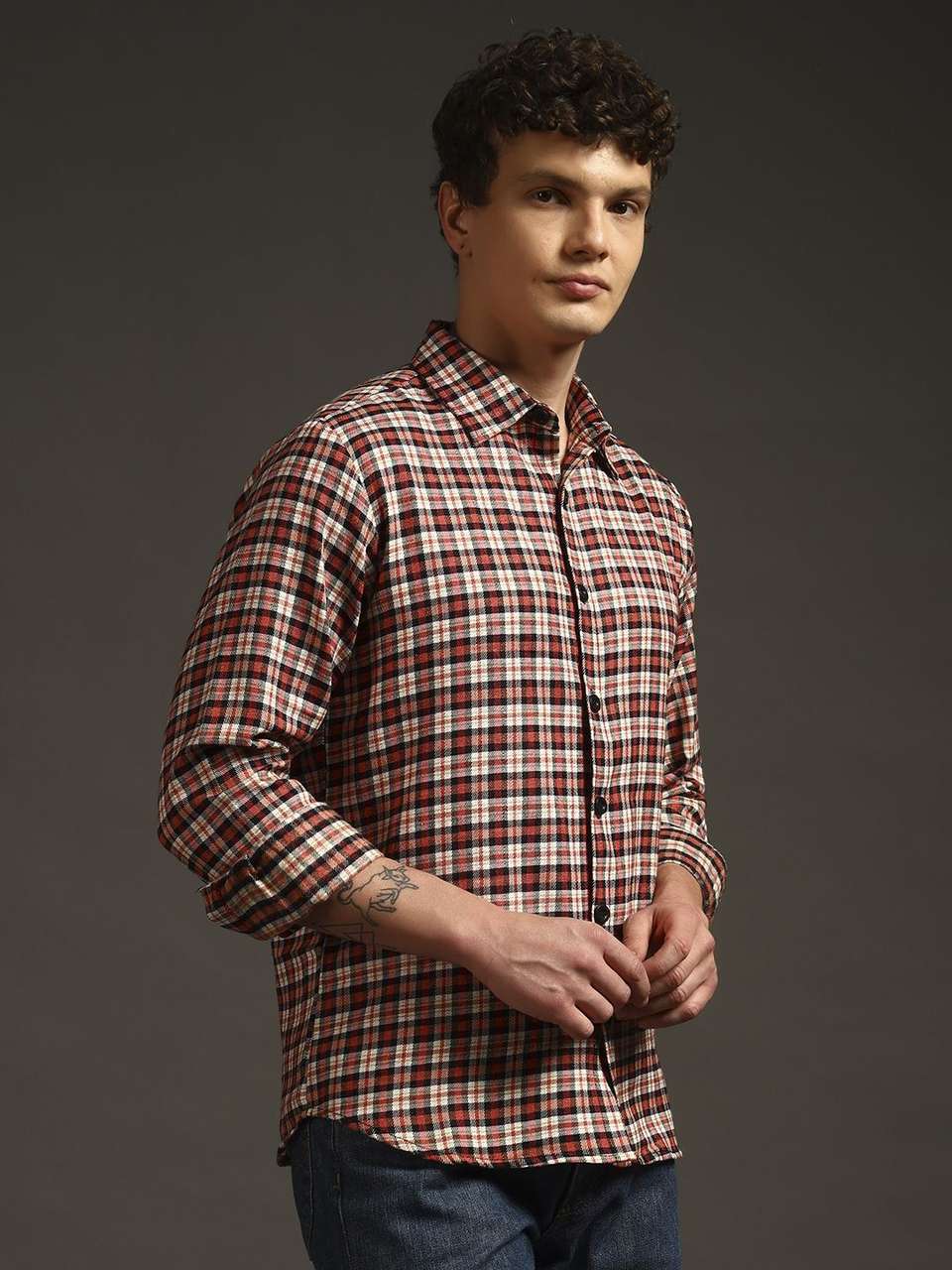 Solid Red Key Card BNS Men Checkered Casual Red Shirt - Buy BNS Men Checkered Casual Red ...