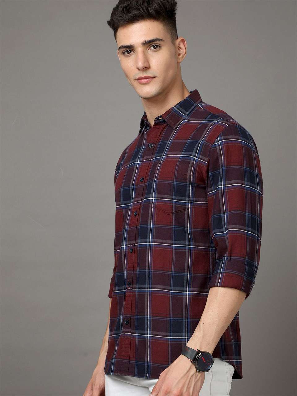 HERE&NOW Men Slim Fit Checkered Shirt - Image 9
