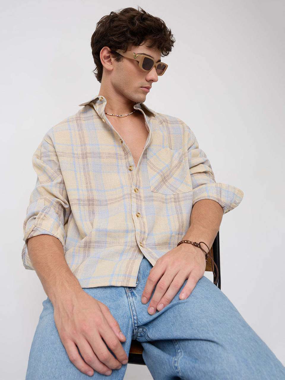 VASTRADO Men Oversized Checkered Casual Shirt - Image 8