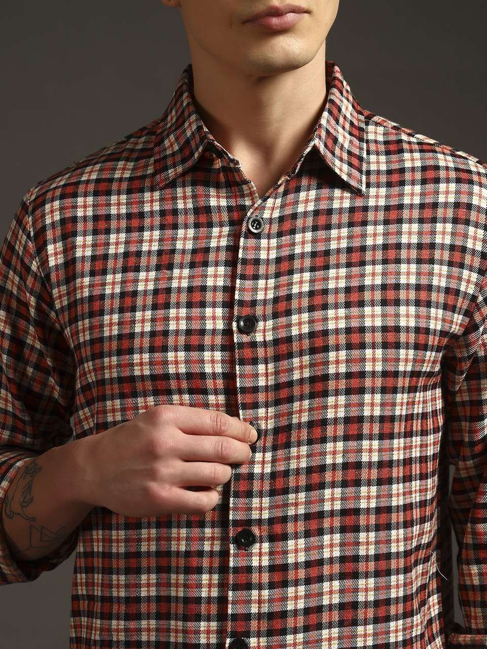 Solid Red Key Card BNS Men Checkered Casual Red Shirt - Buy BNS Men Checkered Casual Red ...