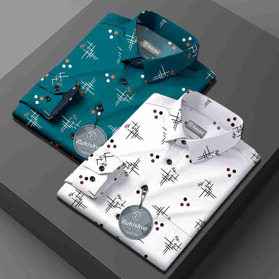RUHISHVA FASHION Men Printed Casual White, Green Shirt - Buy RUHISHVA ...