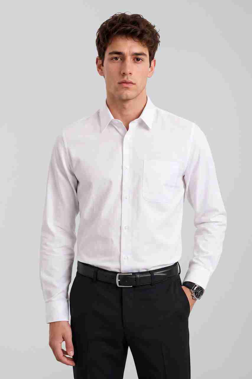 Peter England Men Slim Fit Solid Formal Shirt - Image 6