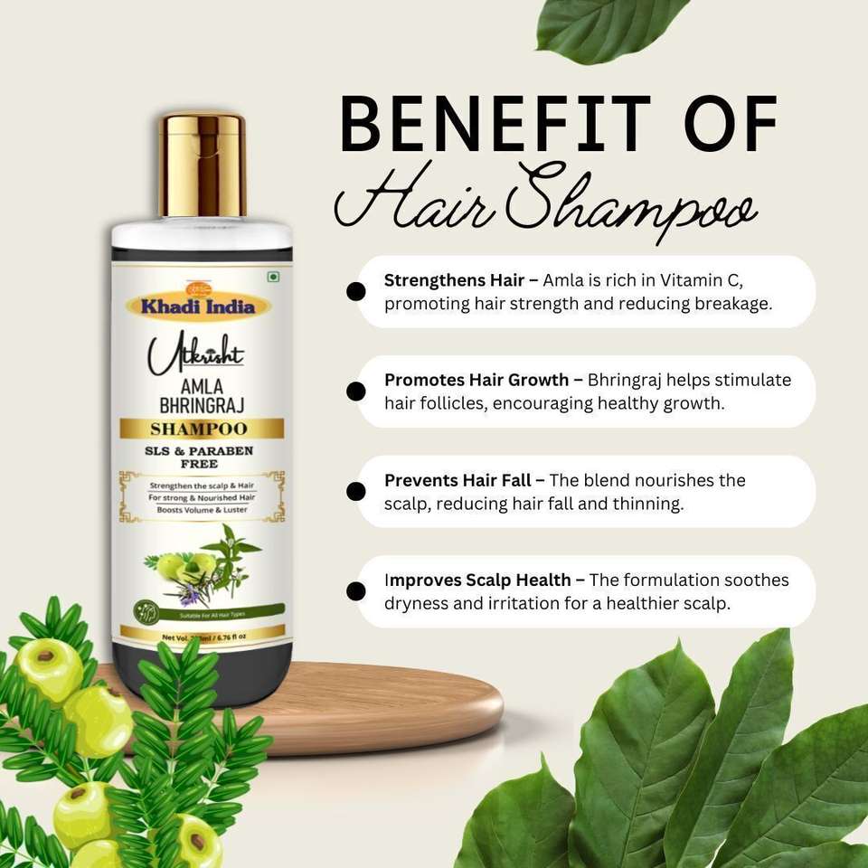 Utkrisht Khadi Natural Amla Bhringraj Shampoo for Hair Growth, Shine ...