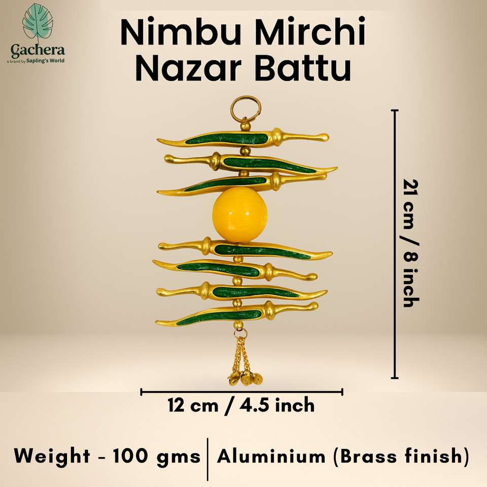Gachera Metal Nimbu Mirchi Nazar Battu with Keyring Decorative ...