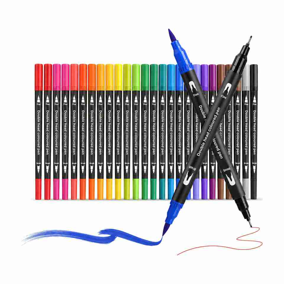 Flipkart.com | Eduwation Dual Tip Brush Pens Dual tip 1-2 mm; fine tip ...