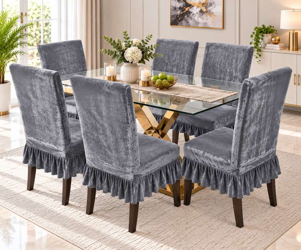 Chair Notifier QUIRKYHUB Velvet 6 Seater Chair Plain Cover Price in India - Buy ...