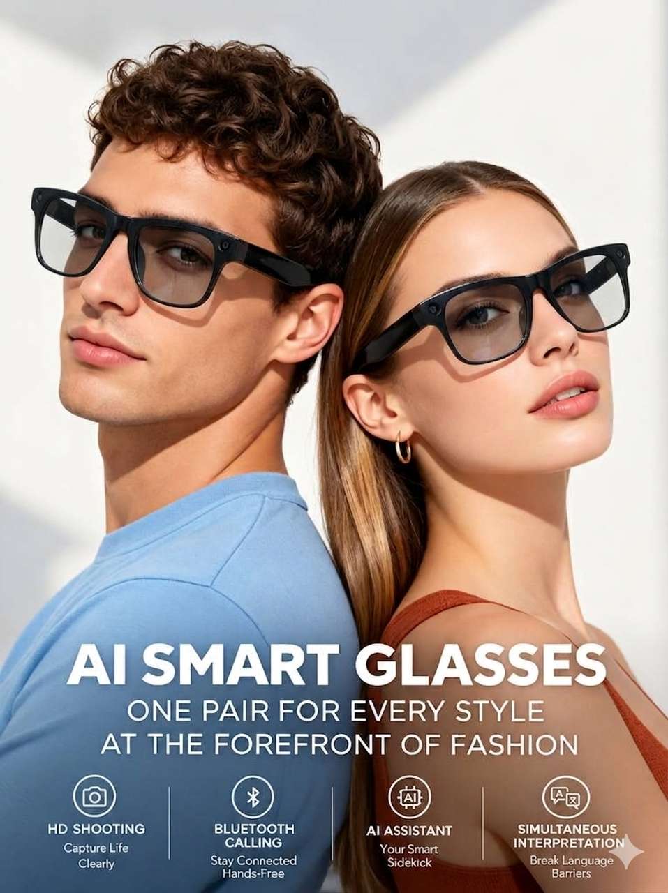 keeva AI Camera Smart Glasses, 8MP,HD, Photo&Video, Bluetooth,Voice ...