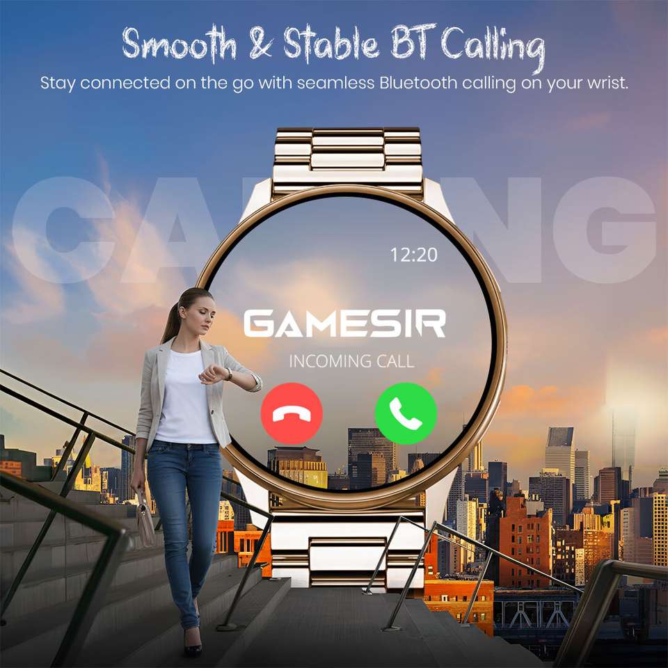 GameSir Round Bluetooth Calling Smartwatch with Heart Rate Monitor ...
