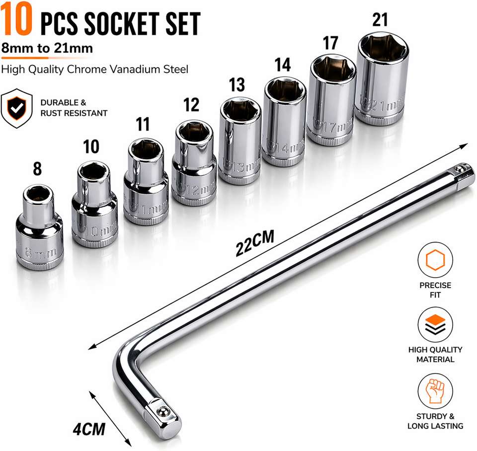 upal Aiwa 10 Pieces Hand Tools Wrench Set Spanner Set Tool Kit Socket ...