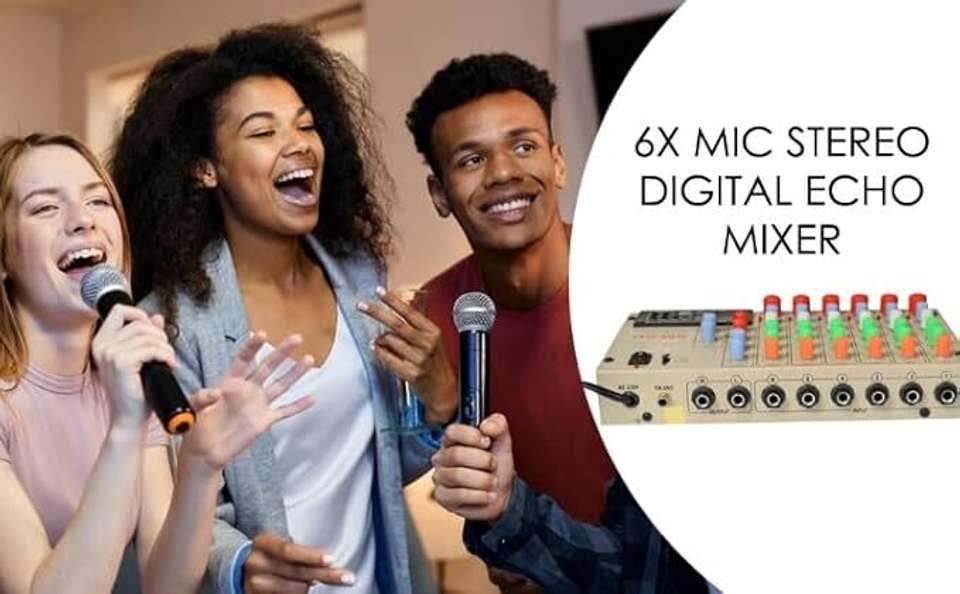 KH 6 Channel Live Sound Mixer with USB & Bluetooth – Stereo Digital ...