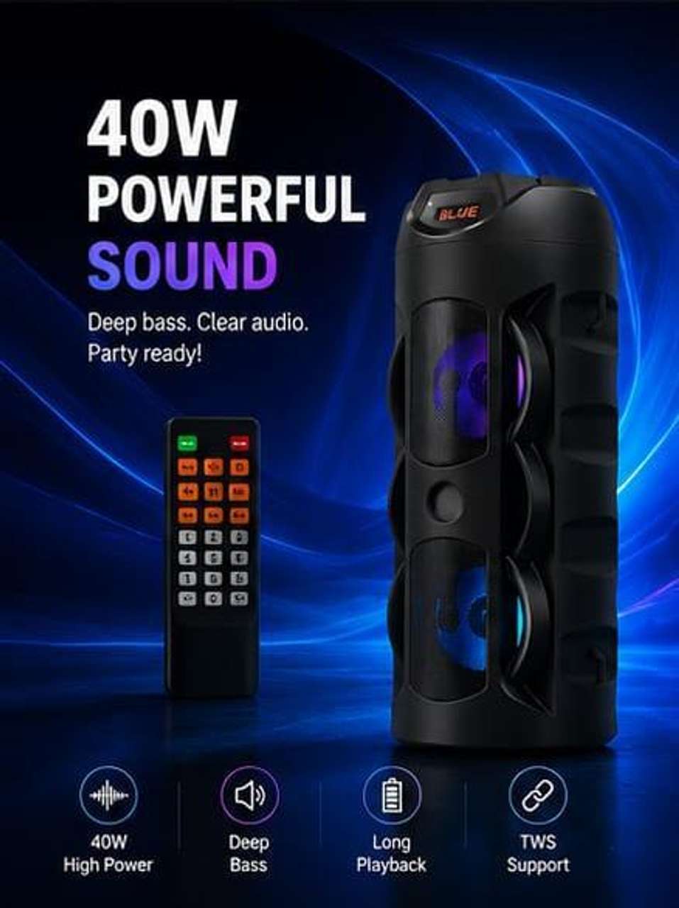3RY 40W Portable Bluetooth Tower Speaker - Image 8