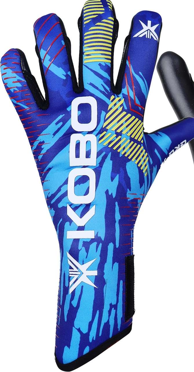 KOBO GKG-16 Size 9.5 Goalkeeping Gloves (Black/Blue/Yellow) - Image 6