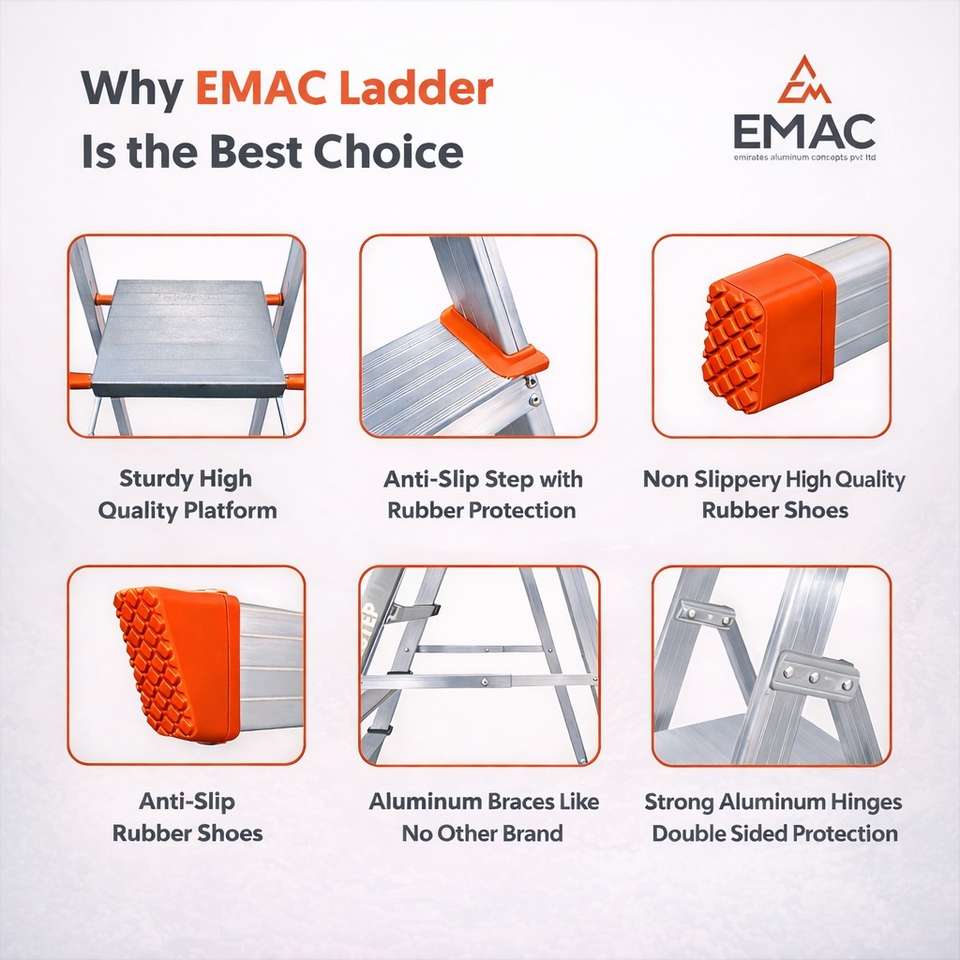 Metal Ladder Key EMAC Aluminium Heavy-Duty 7 Steps Ladder for Home-6.56 Feet(200 CM ...