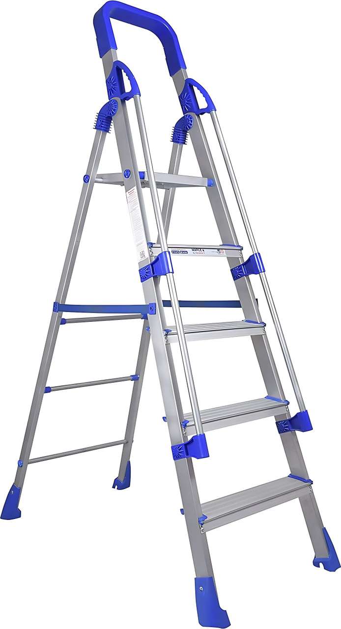 PARASNATH Aluminium Railing Blue 4 Step ladder 4.2 ft Aluminium Ladder ...