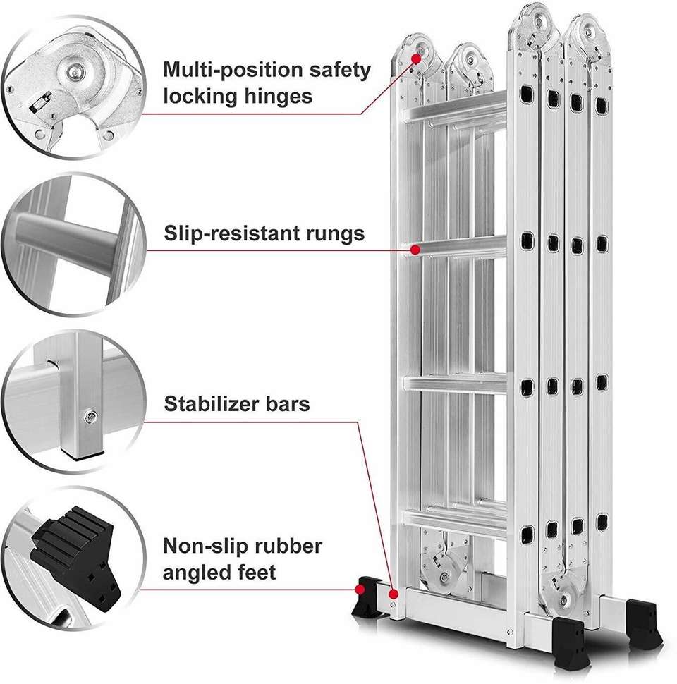 Metal Ladder Key Equal 12 feet Aluminium Foldable Multipurpose Ladder / Extension ...