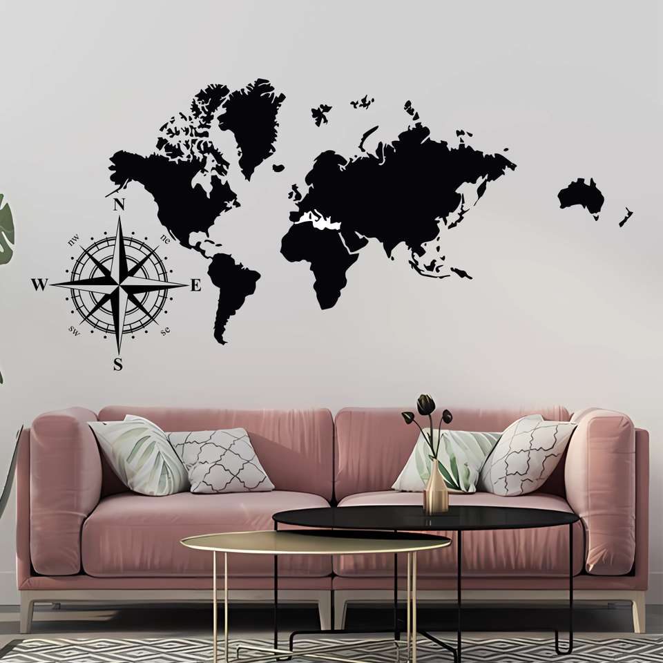 WallBiirds 60 cm World Map wall sticker Self Adhesive Sticker Price in ...