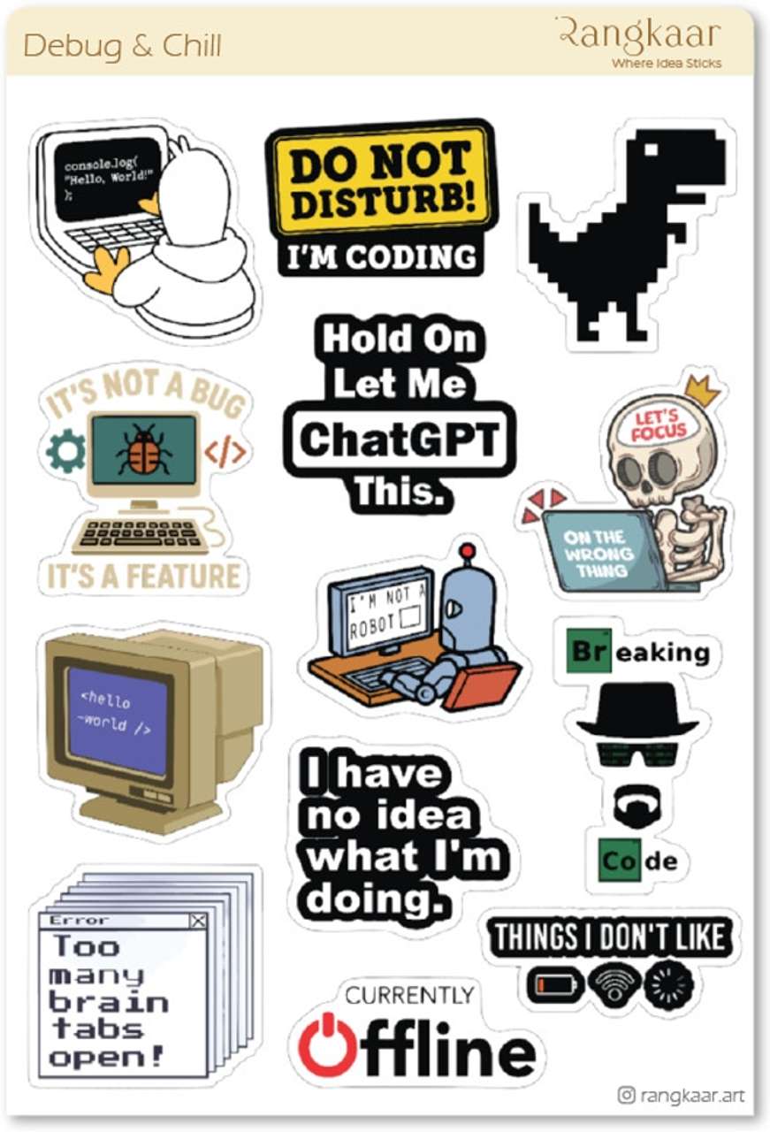 Rangkaar 5 cm Funny Programmer Coding Meme Stickers-Waterproof Vinyl ...