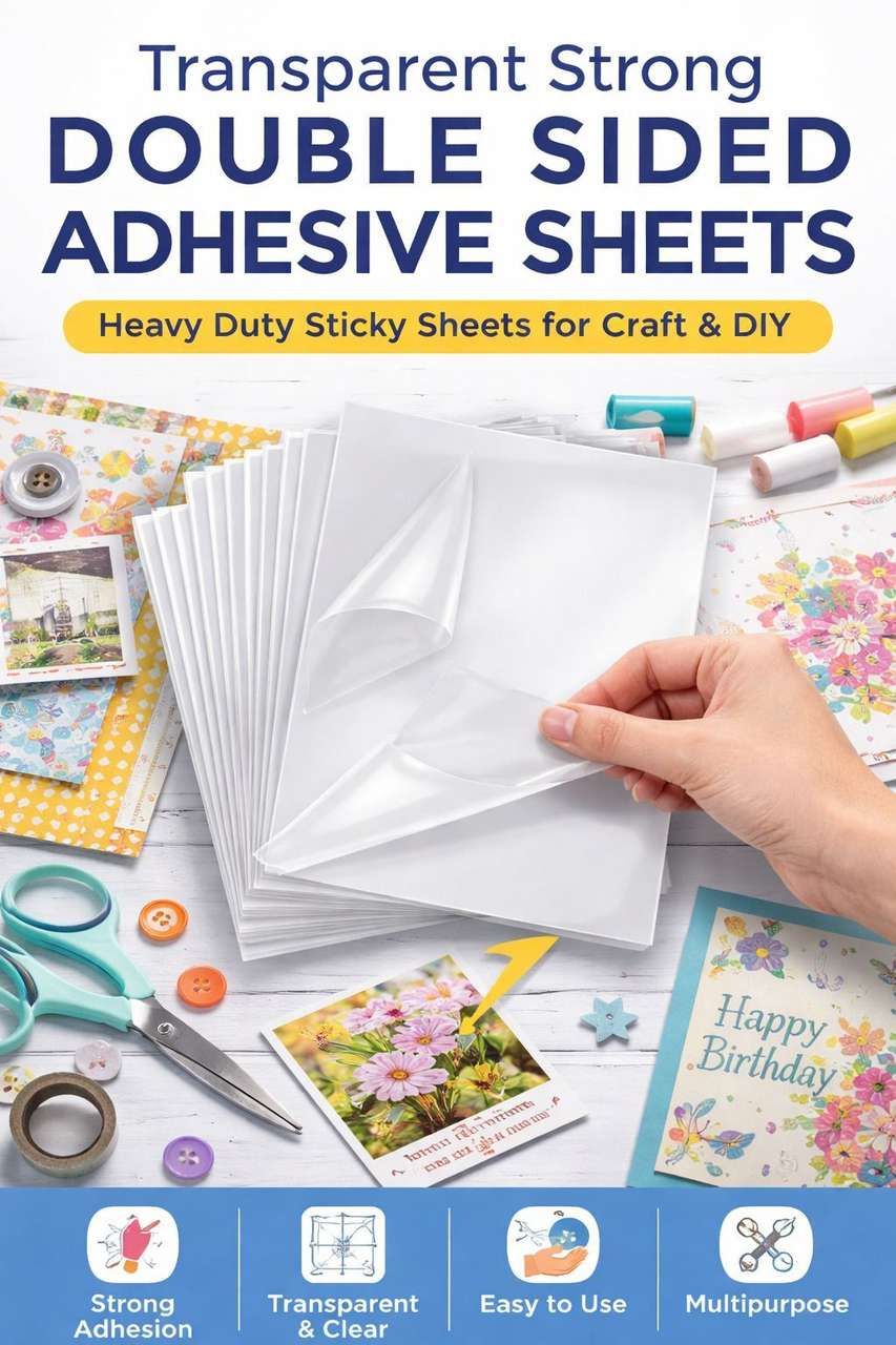 Craft World 12 inch Sticker Paper A4 Clear Transparent Double-sided ...