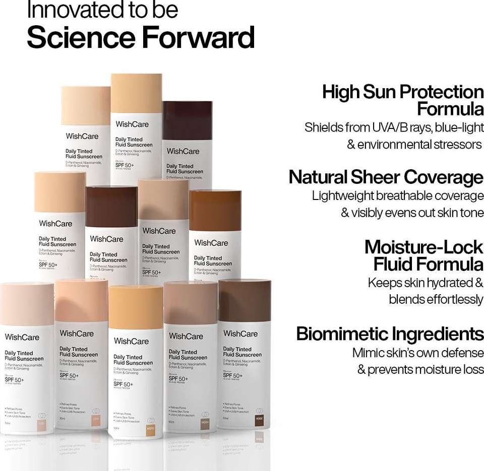 WishCare Sunscreen - SPF 50 PA++++ Daily Fluid Tinted Sunscreen |M202 ...