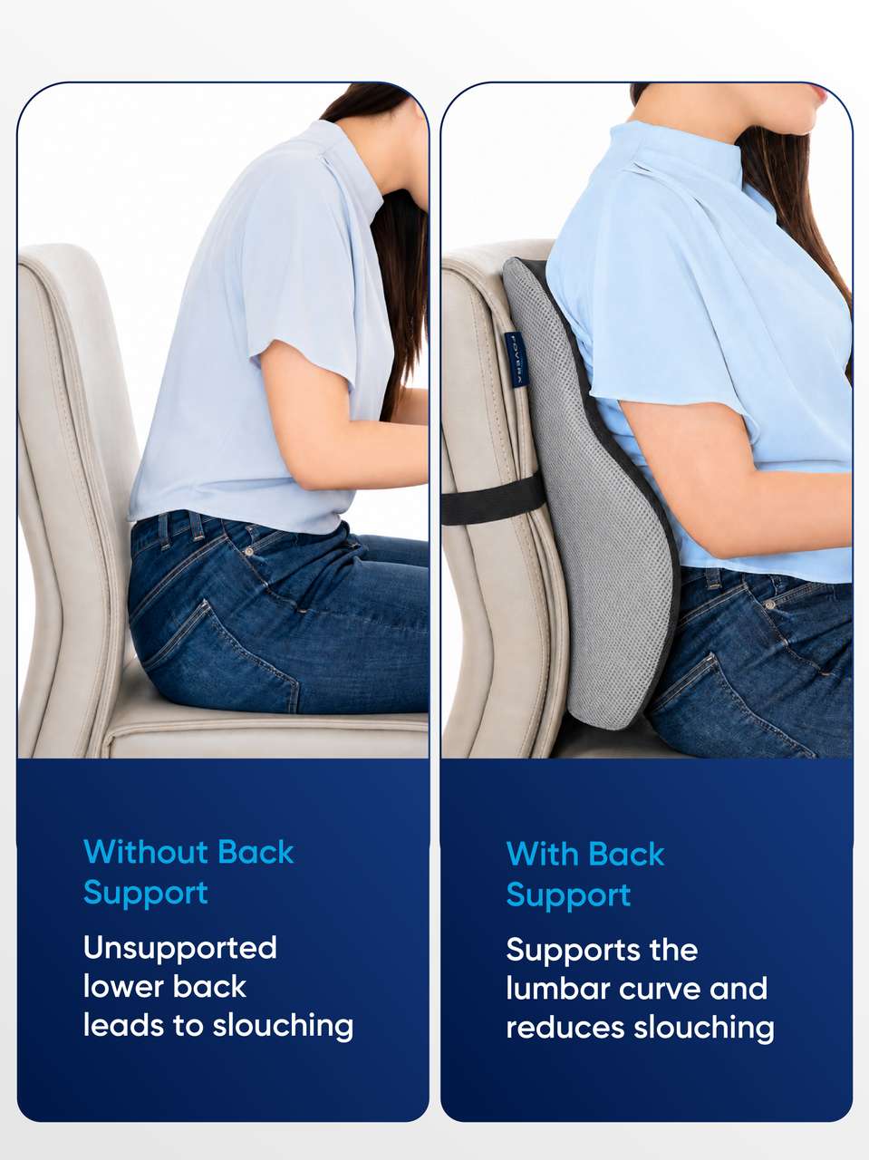 FOVERA Backrest Cushion Pillow for Chair & Car, Orthopedic Memory Foam ...