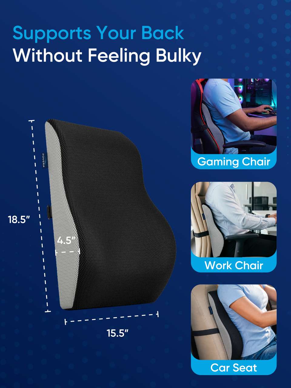 FOVERA Backrest Cushion Pillow for Chair & Car, Orthopedic Memory Foam ...