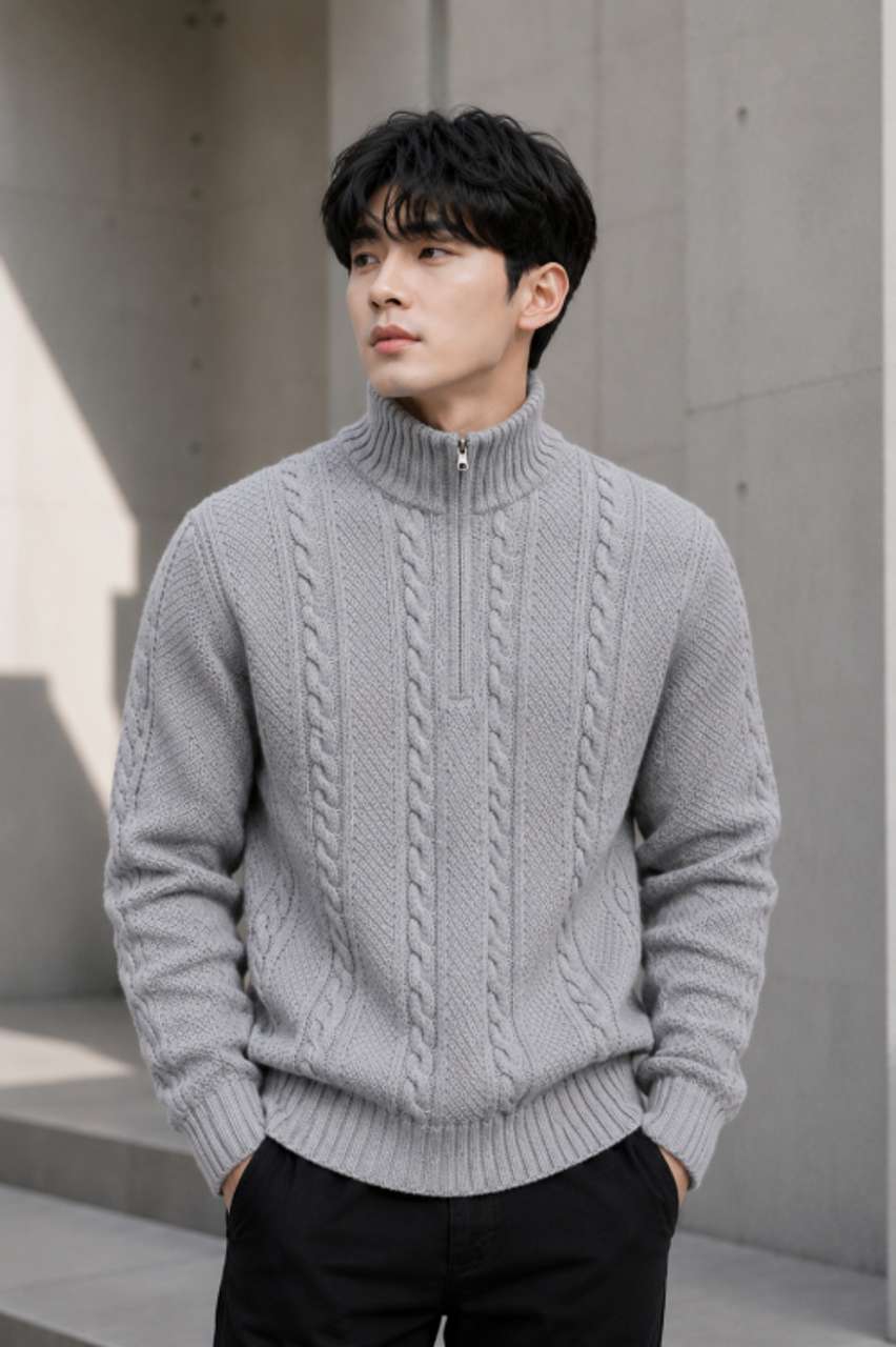 FREAKS Men Grey V Neck Sweater - Image 8