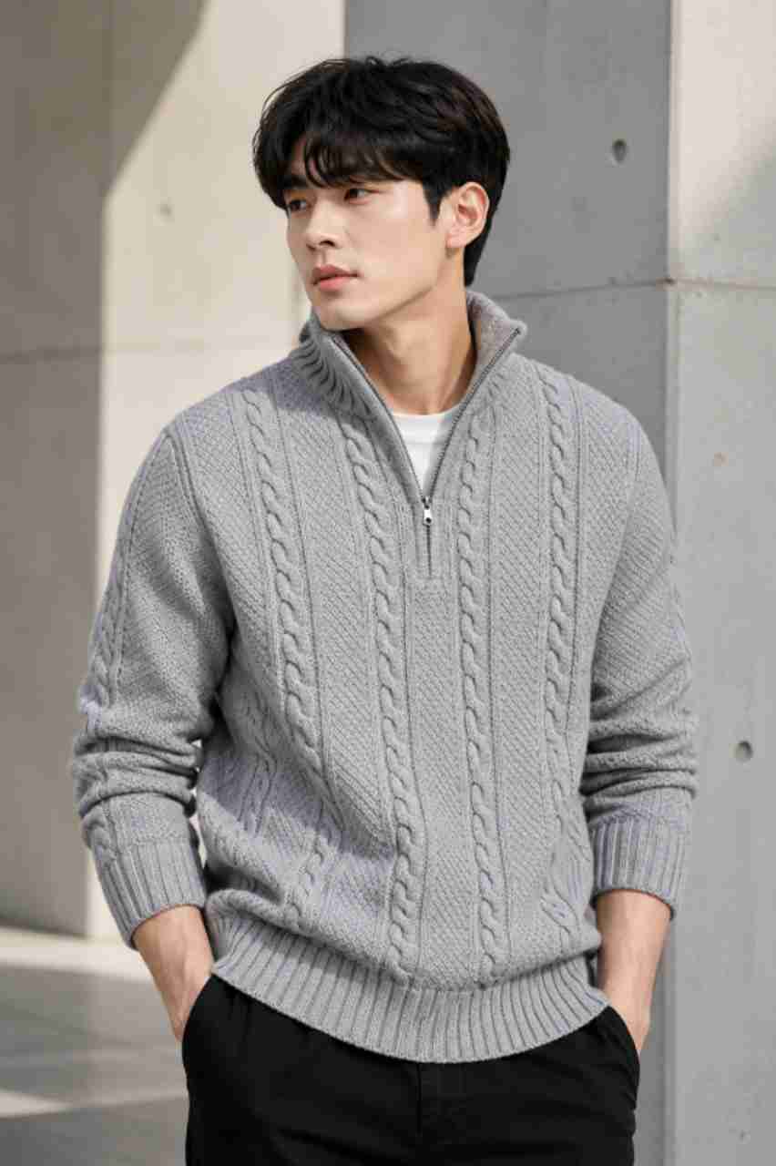 FREAKS Men Grey V Neck Sweater - Image 5
