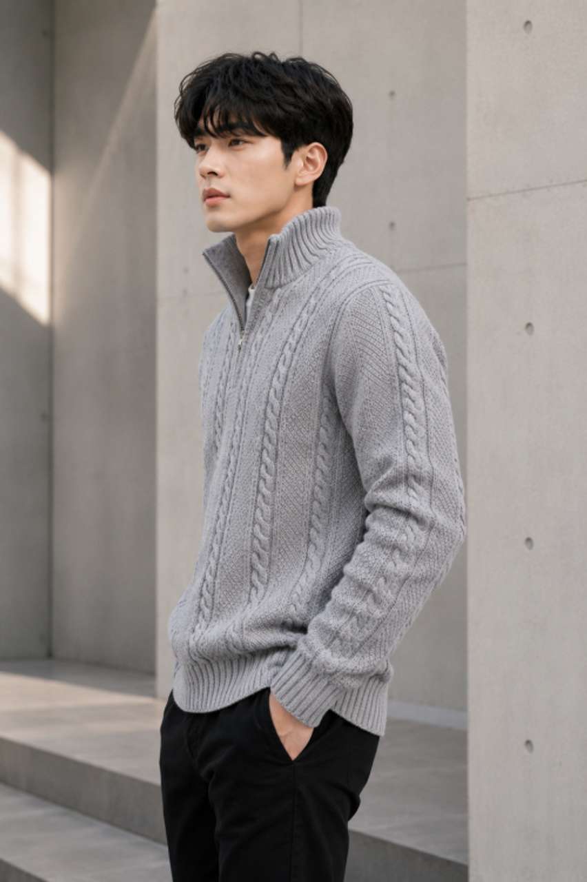 FREAKS Men Grey V Neck Sweater - Image 7