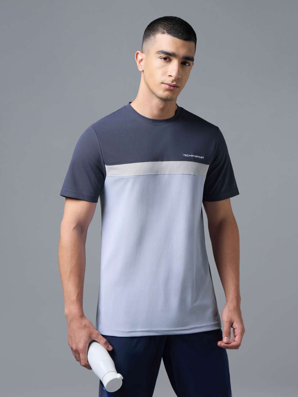 TECHNOSPORT Colorblock Men Round Neck Blue T-Shirt - Buy TECHNOSPORT ...