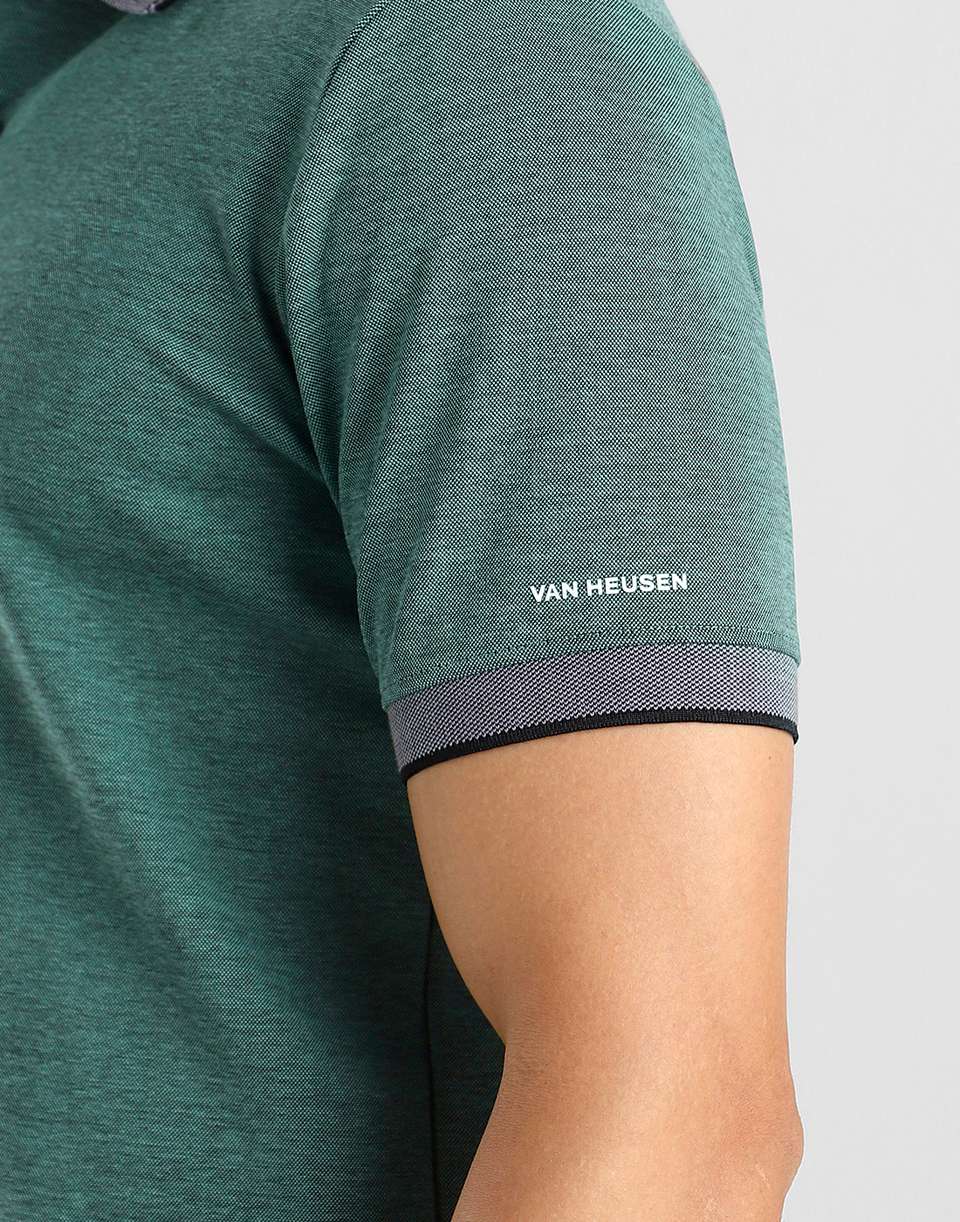 VAN HEUSEN Solid Men Polo Neck Dark Green T-Shirt - Buy VAN HEUSEN ...