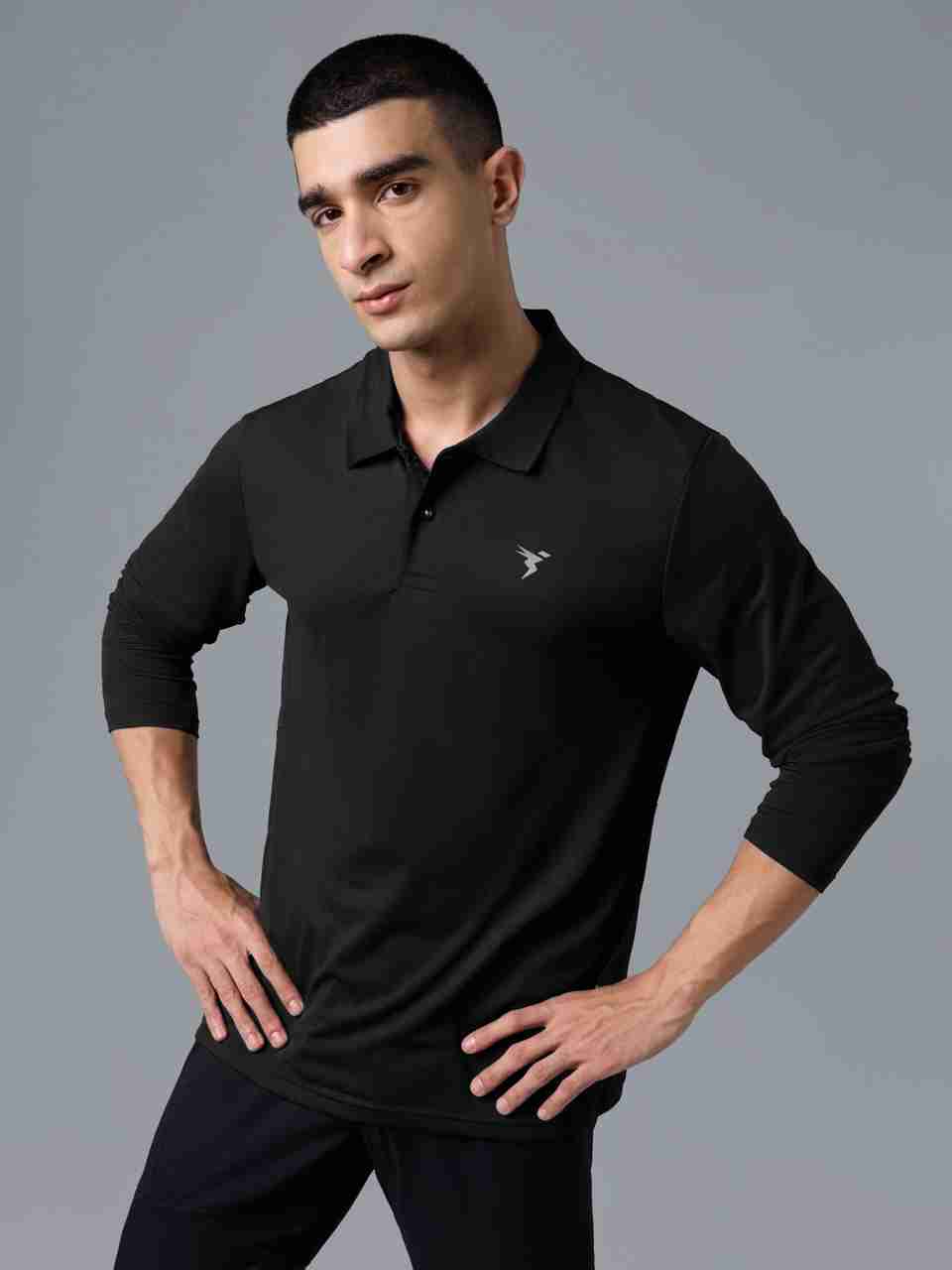 TECHNOSPORT Men Black Polyester Polo Neck T-Shirt - Image 8