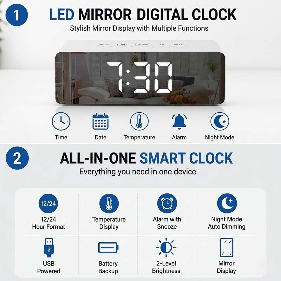 Urexo Digital Black Mirror Finish Clock Price in India - Buy Urexo ...