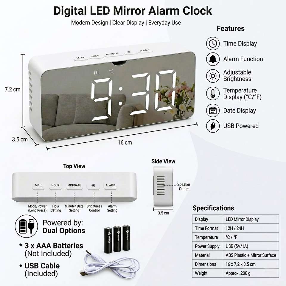 Urexo Digital Black Mirror Finish Clock Price in India - Buy Urexo ...