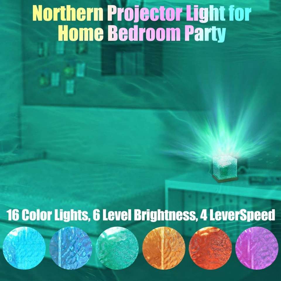Water Ripples Night Gupergy Dynamic Rotating Water Ripple Projector Light Lamp (16 colors ...