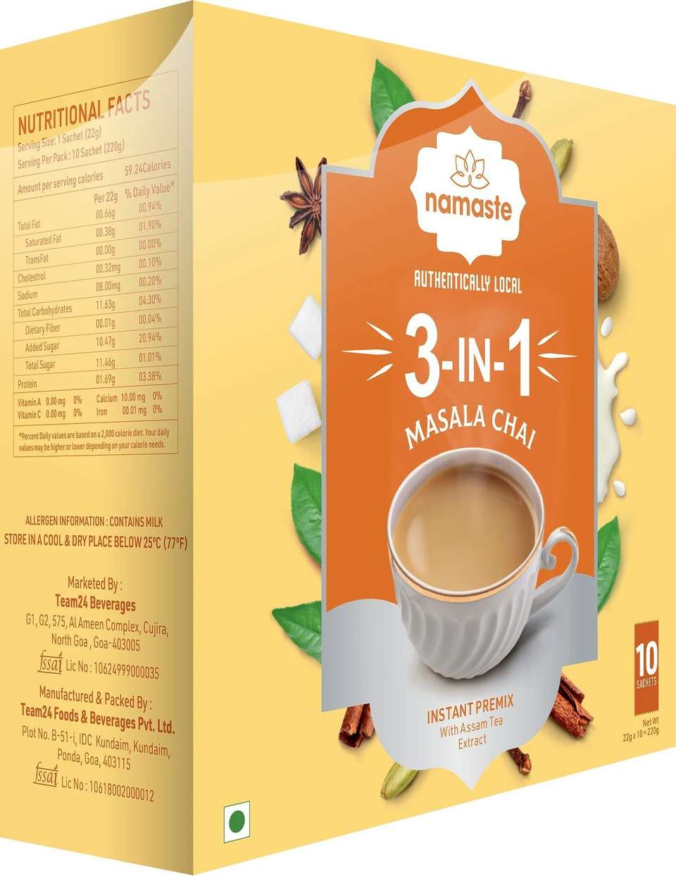 Namaste Chai Instant Tea Premix, Masala Chai | Assam | Milk and Sugar ...