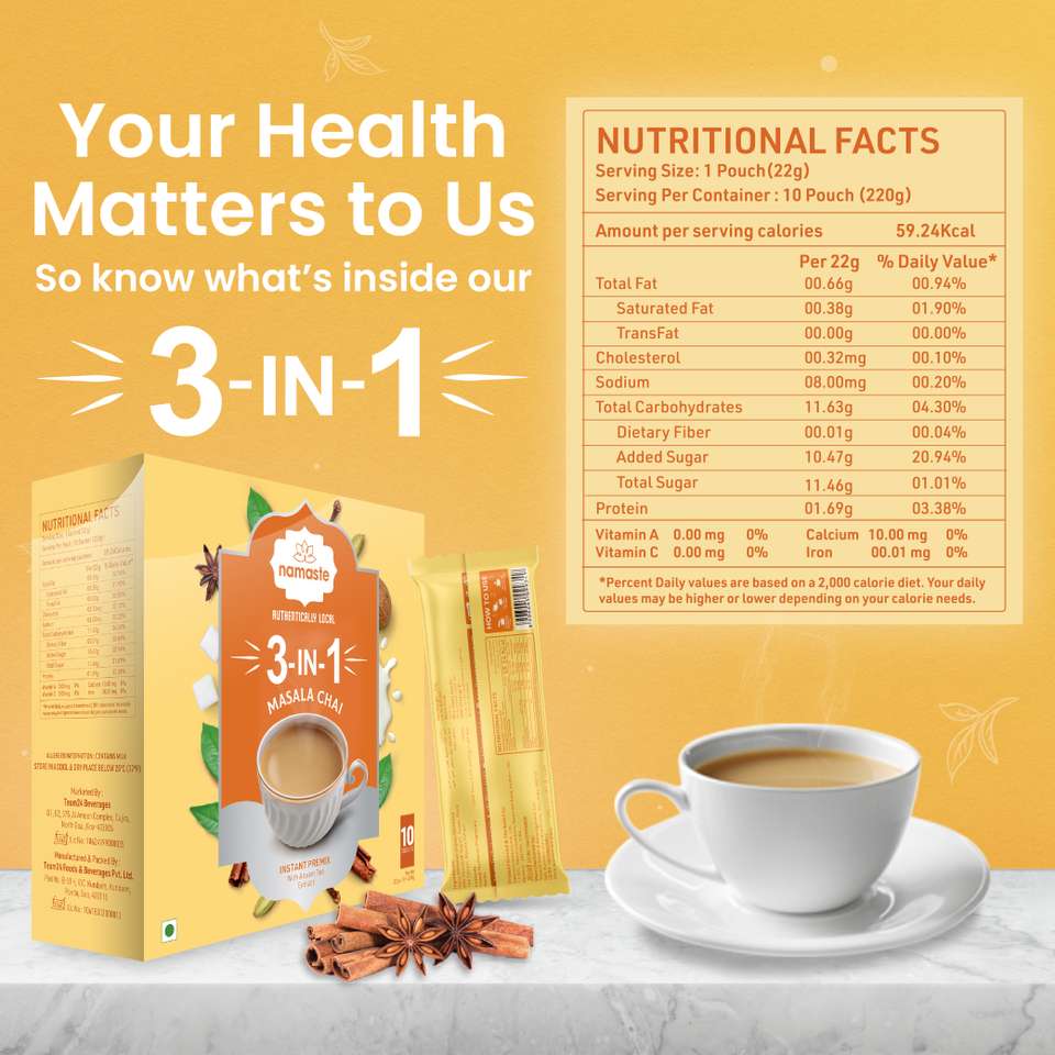Namaste Chai Instant Tea Premix, Masala Chai | Assam | Milk and Sugar ...