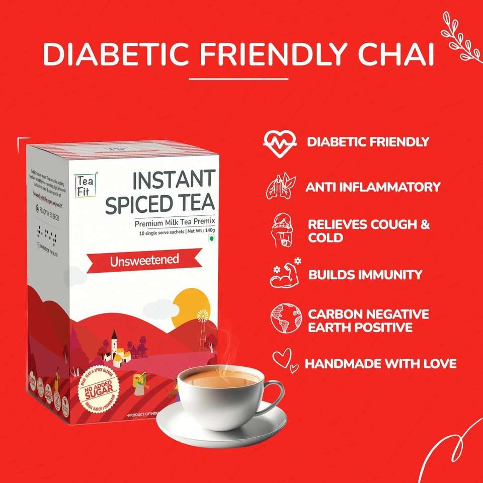 TeaFit Spiced Instant Tea Premix (10 Sachet - 14 gm each) Unsweetened ...