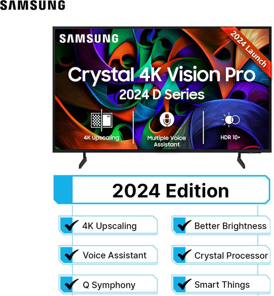 Samsung Crystal 4K Vision Pro 108 cm (43 inch) Ultra HD (4K) LED Smart ...