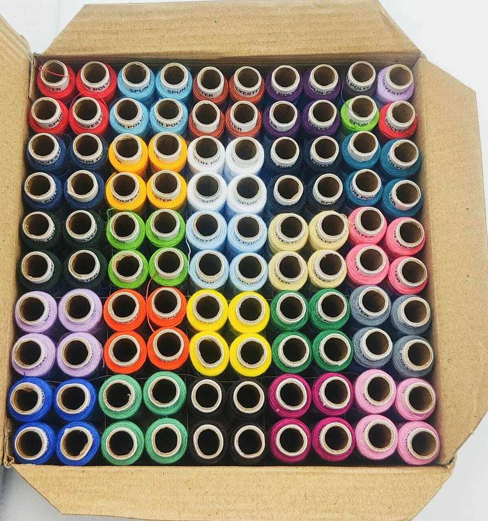 SP GLOBAL Threads 100%Spun Polyester Sewing Thread 100 Tubes 150 Meters ...
