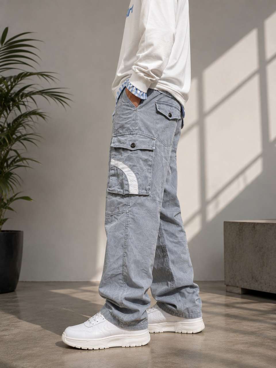 TZCREATION Men Light Blue Track Pants - Image 7